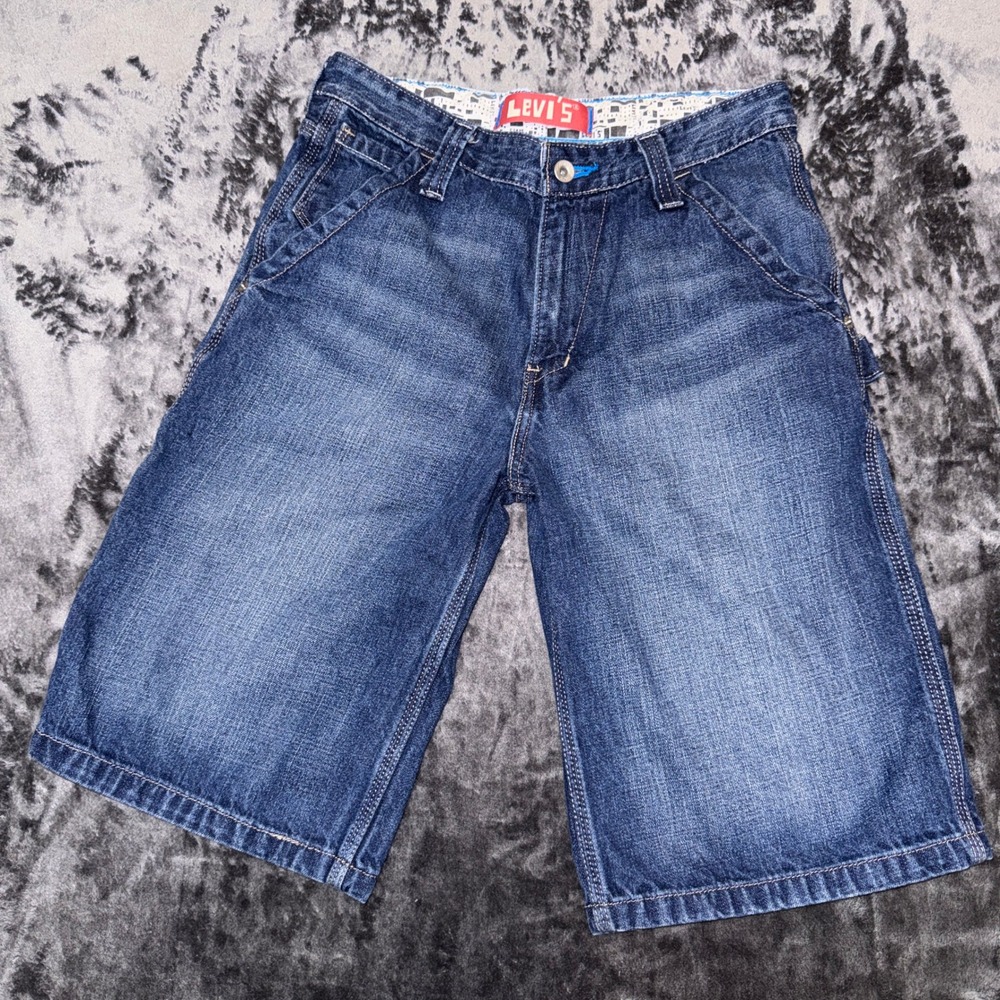 Levis‎ Boys 16 Regular Carpenter Denim Shorts Medium Wash Blue 28 Waist